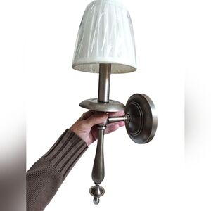 NWT Williamsburg Elegant Antique Silver Wall Candlelight with White Shade